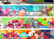 The Four Seasons of Oneonta mural design featuring local wildlife railroad history and Oneonta landmarks